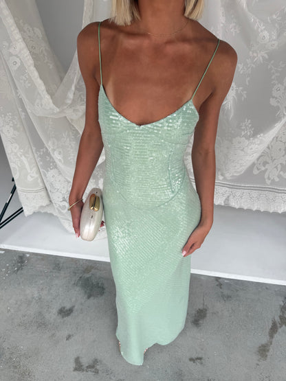 New Romantics Andy Diamond Bodice Maxi in Apple