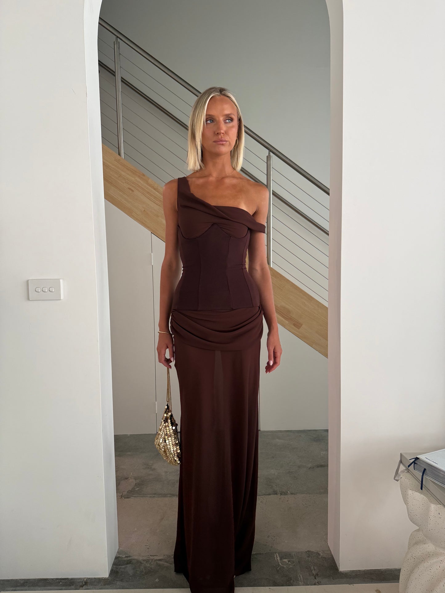 Natalie Rolt Cadence Gown in Espresso