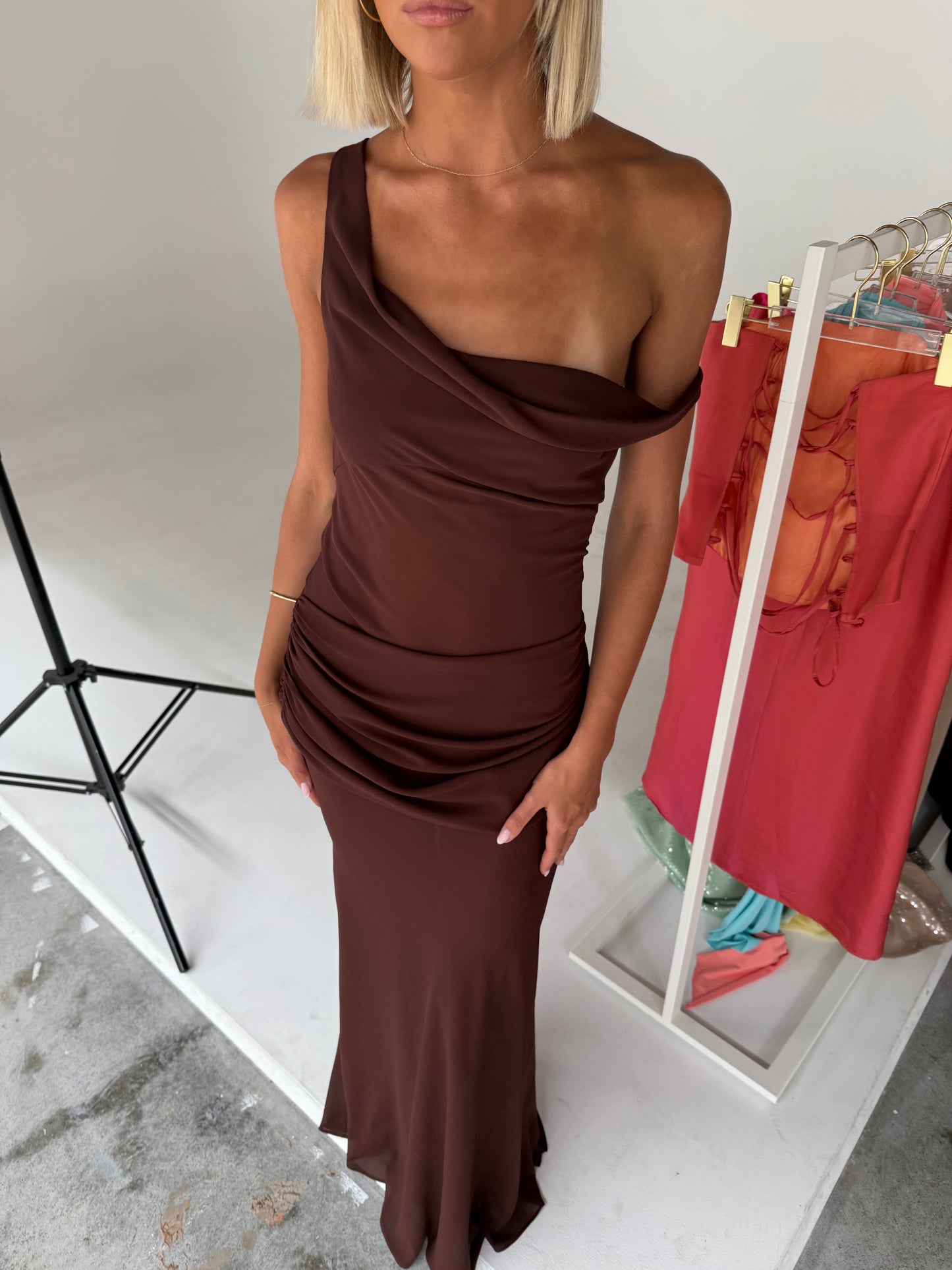 Natalie Rolt Cadence Gown in Espresso