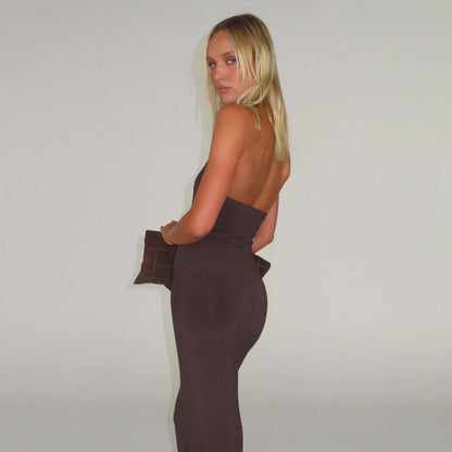 Norma Kamali Halter Turtle Fishtail Gown