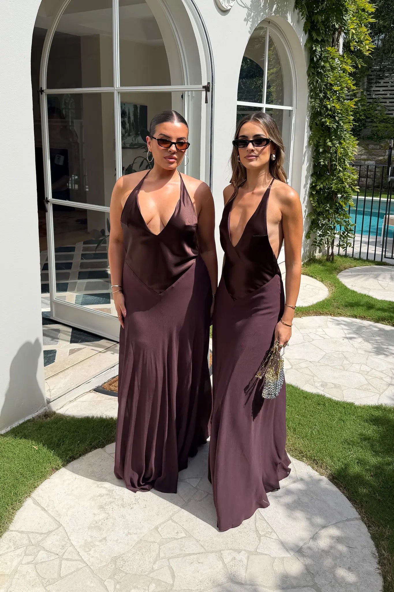 Sneaky Link Jaz V Neck Maxi Dress Chocolate