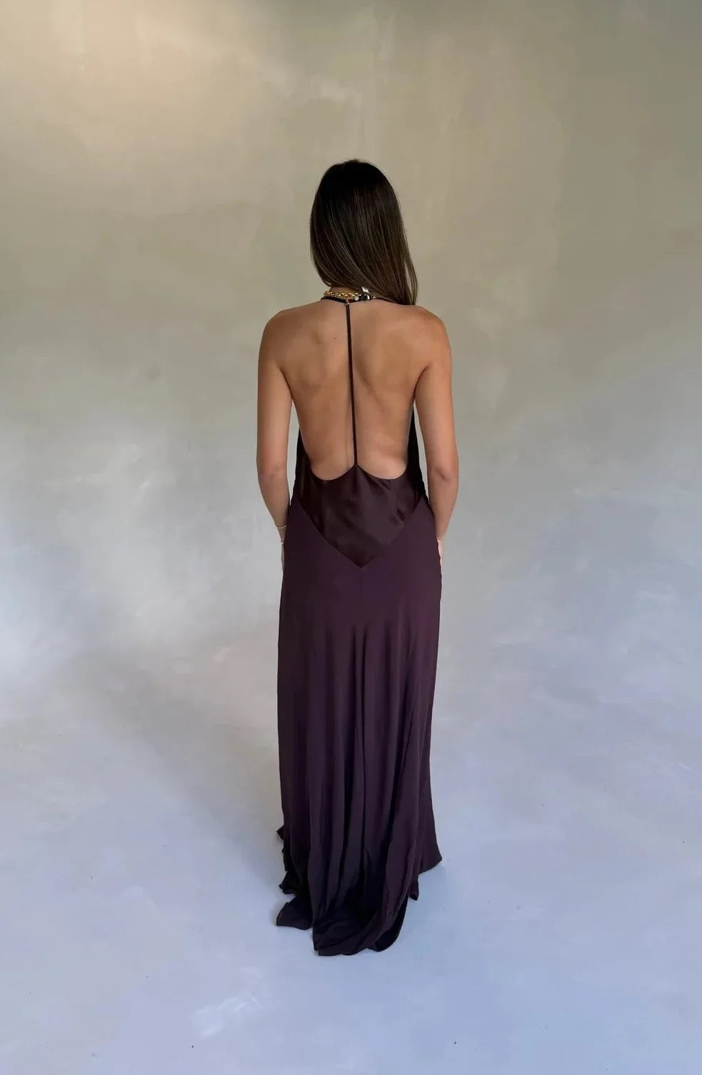 Sneaky Link Jaz V Neck Maxi Dress Chocolate